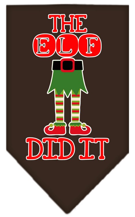 The Elf Did It Screen Print Bandana Cocoa Large